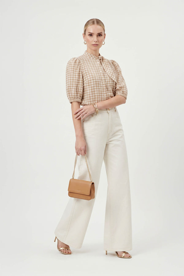 Amira Tie-Neck Puff-Sleeve Blusa 752995 - Reina Diaz