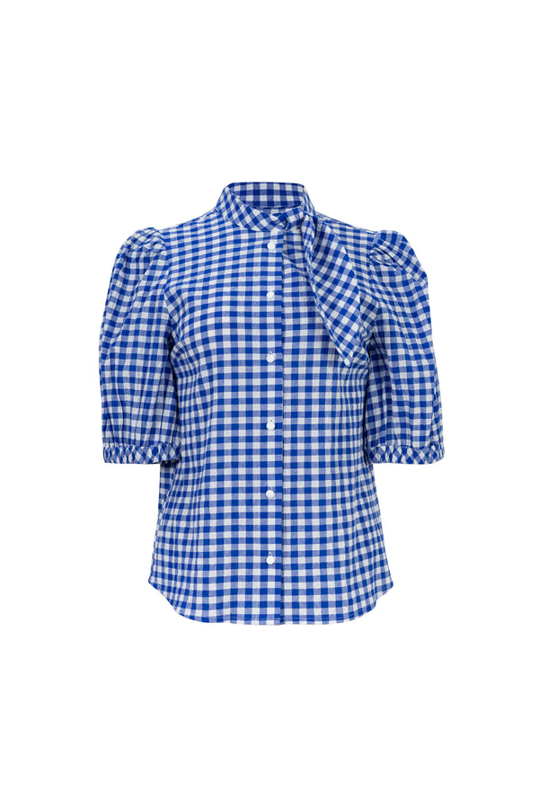 Amira Tie-Neck Puff-Sleeve Blusa 752995 - Reina Diaz