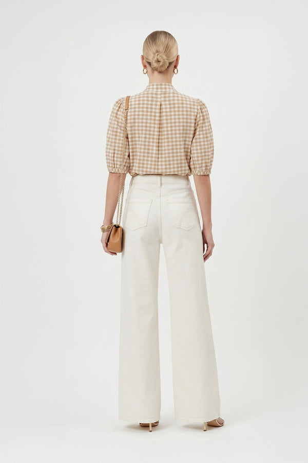 Amira Tie-Neck Puff-Sleeve Blusa 752995 - Reina Diaz