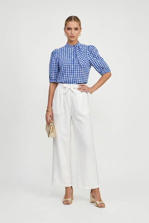 Amira Tie-Neck Puff-Sleeve Blusa 752995 - Reina Diaz