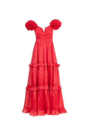 *Ana Floral Maxi Vestido 525712 ROJ - Reina Diaz