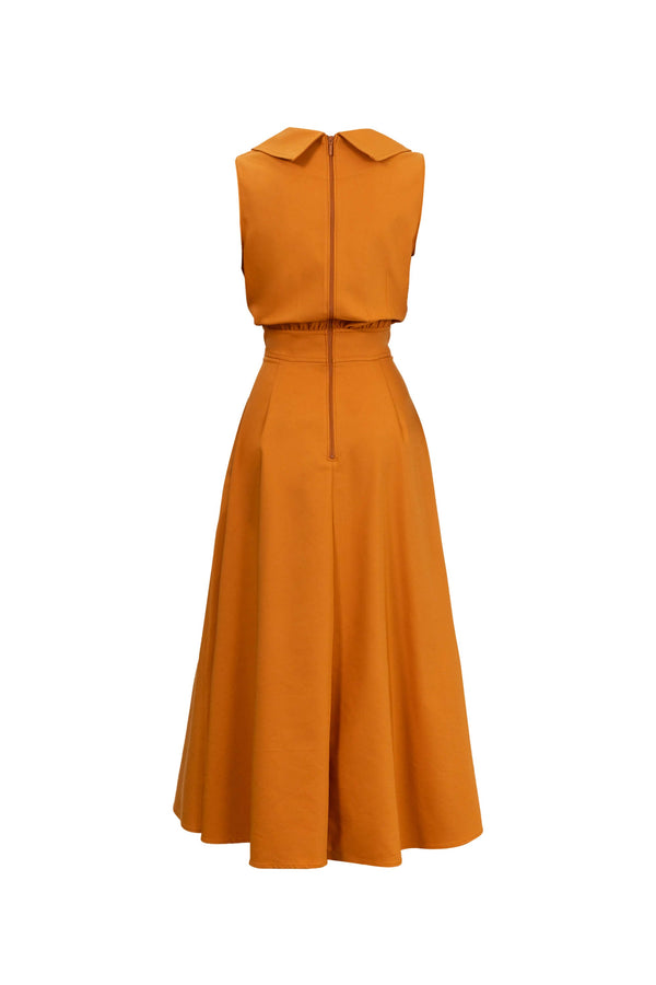 Antonia Notch-Lapel Double-Breasted Midi Vestido 526276CAR - Reina Diaz
