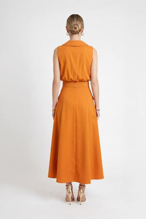 Antonia Notch-Lapel Double-Breasted Midi Vestido 526276CAR - Reina Diaz
