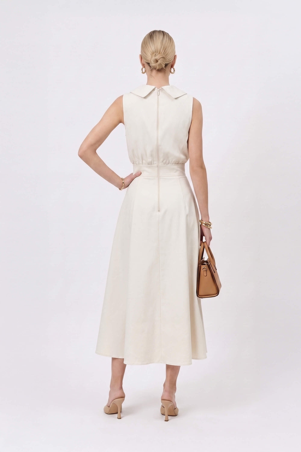 Antonia Notch-Lapel Double-Breasted Midi Vestido 526276HUE - Reina Diaz