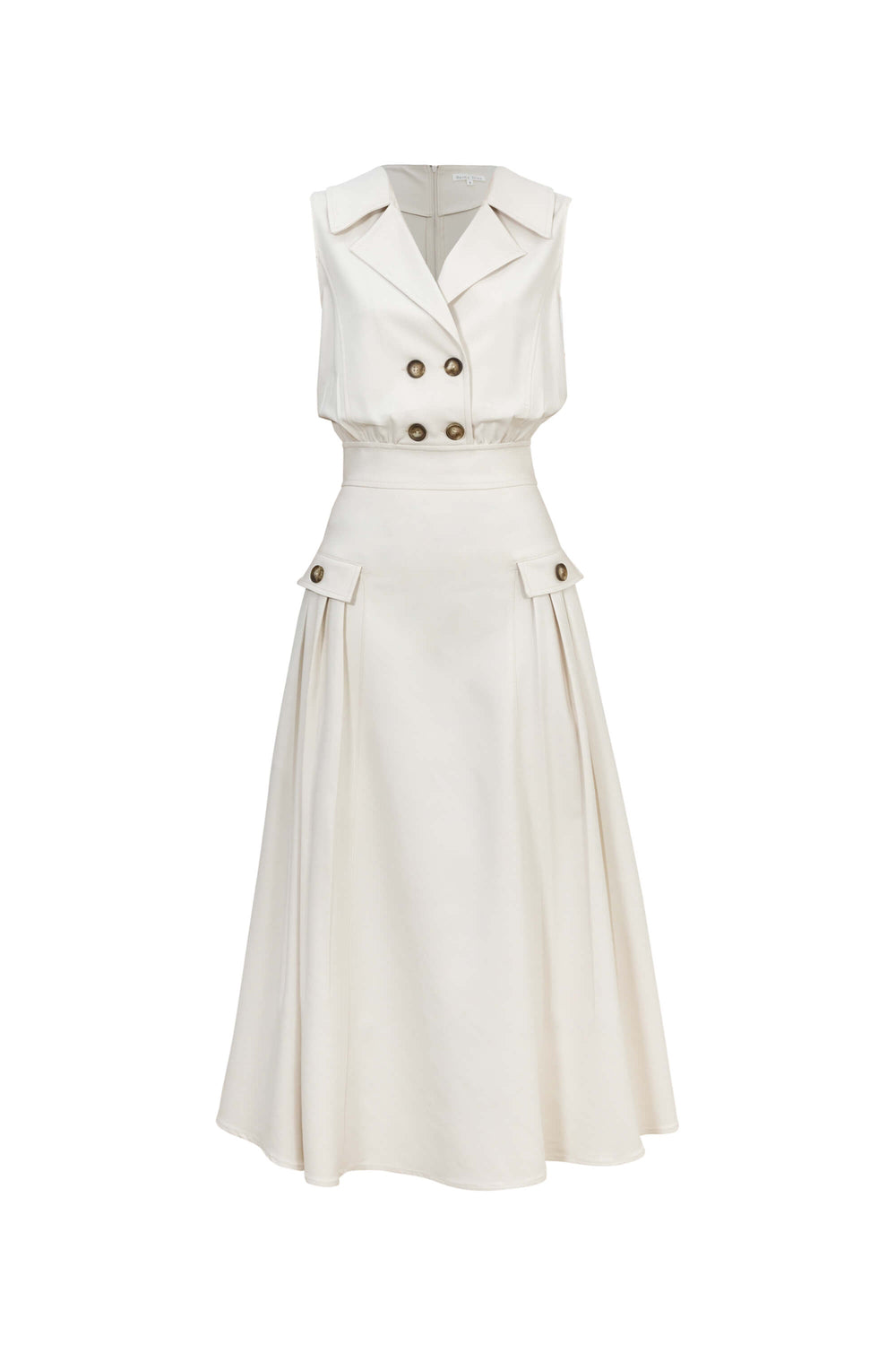 Antonia Notch-Lapel Double-Breasted Midi Vestido 526276HUE - Reina Diaz