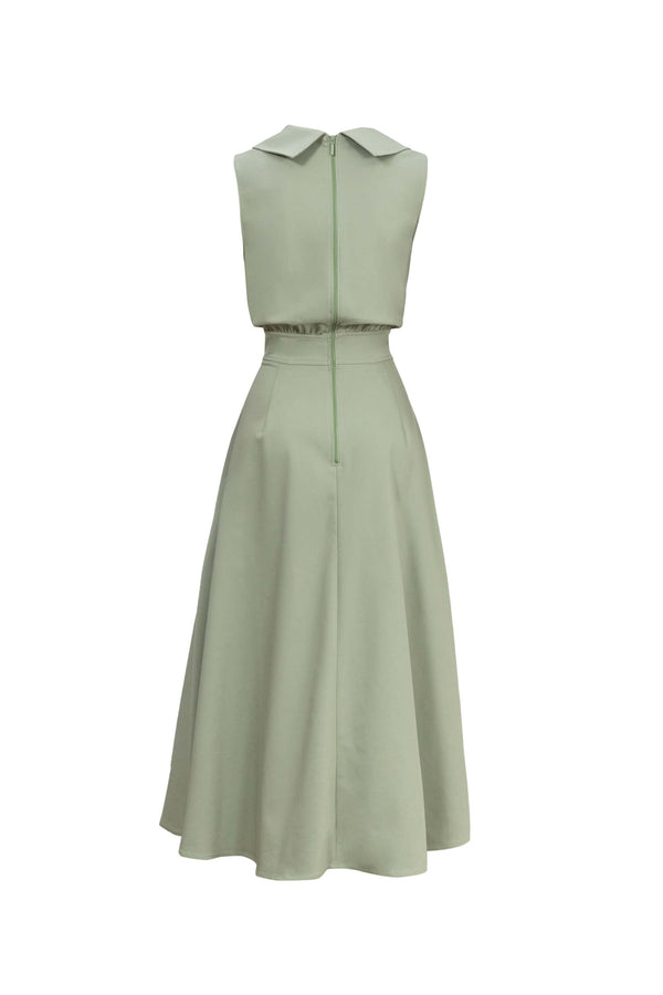 Antonia Notch-Lapel Double-Breasted Midi Vestido 526276MUS - Reina Diaz