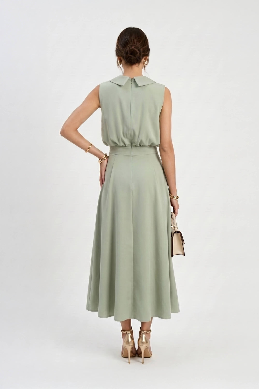Antonia Notch-Lapel Double-Breasted Midi Vestido 526276MUS - Reina Diaz