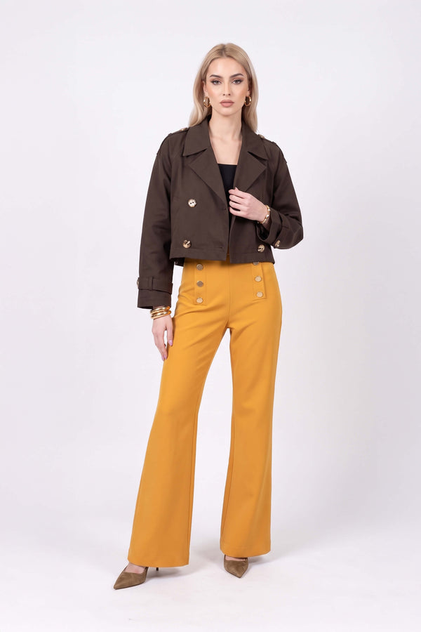 Antonia Sailor Button High-Waist Wide-Leg Pantalón 532180 MOZ - Reina Diaz