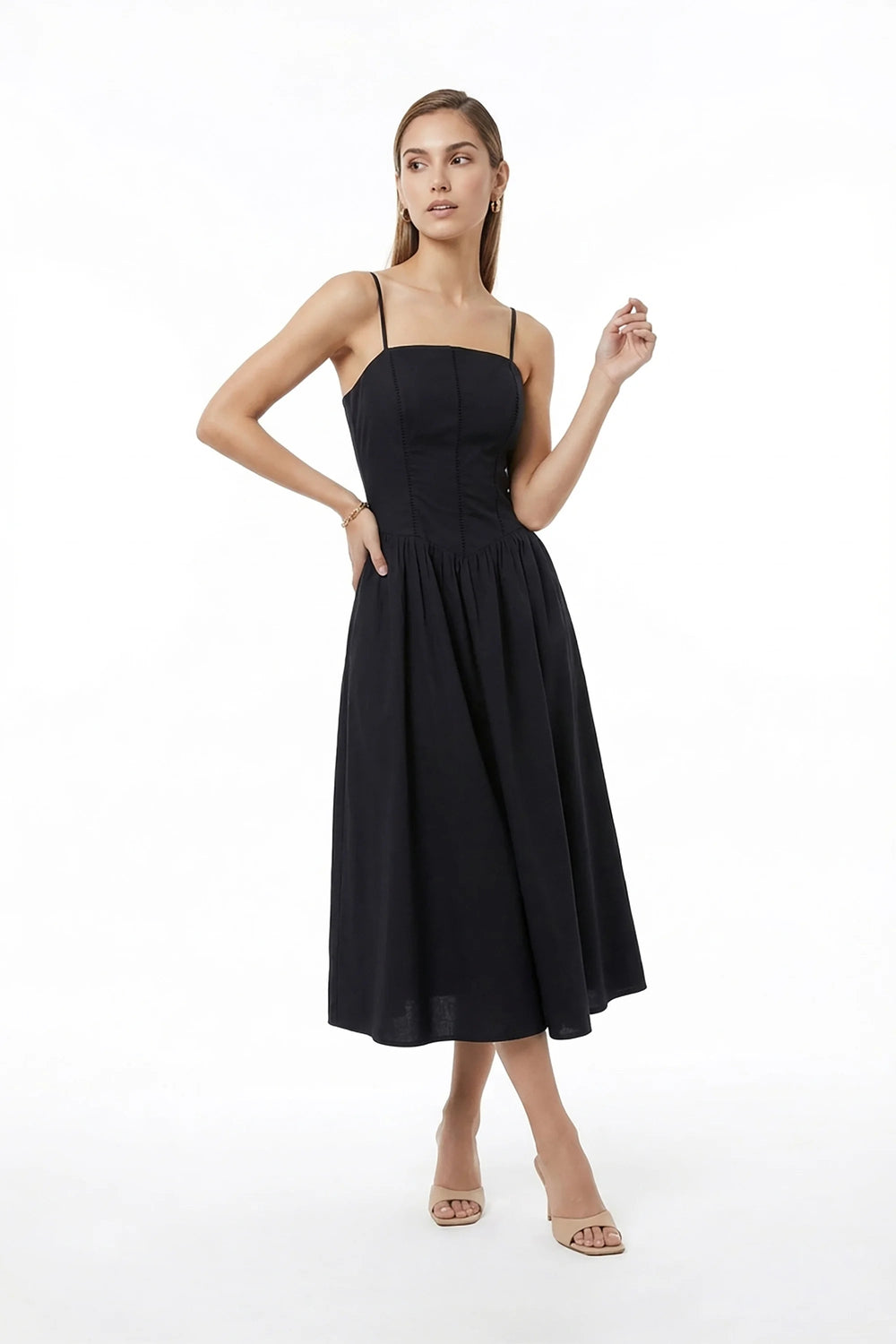 Aria Structured Bustier Midi Vestido - Reina Diaz