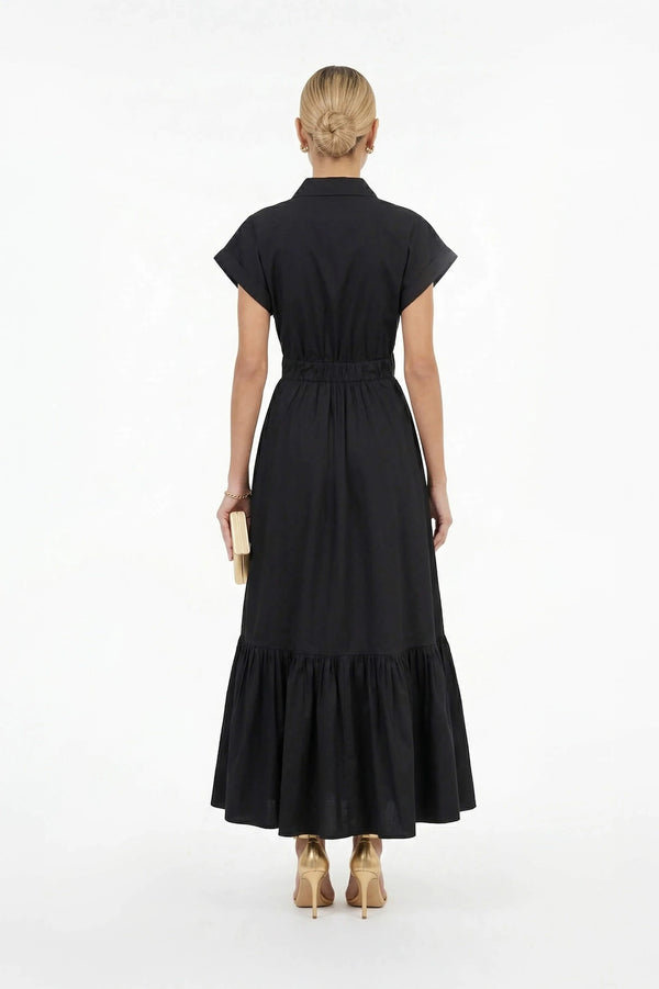 Ariana Peplum Flounce Maxi Vestido - Reina Diaz