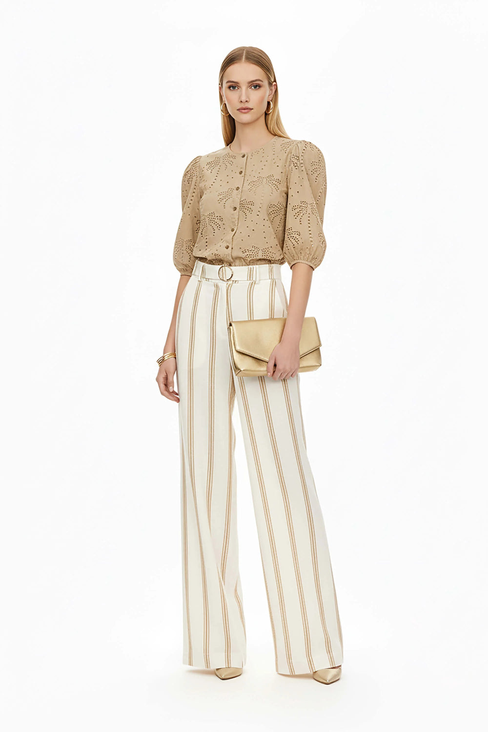 Arisha Striped Wide Leg Pantalón - Reina Diaz