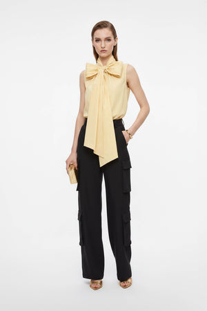 Atenas Oversize Bow-Neck Cotton Blusa - Reina Diaz