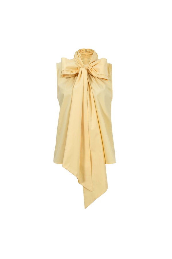 Atenas Oversize Bow-Neck Cotton Blusa - Reina Diaz