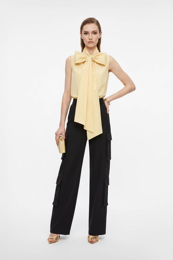 Atenas Oversize Bow-Neck Cotton Blusa - Reina Diaz