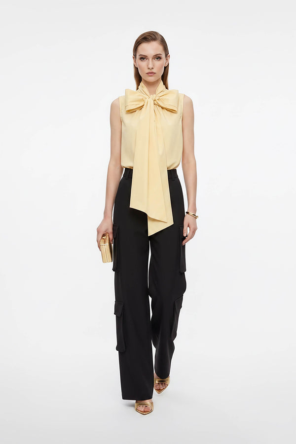 Atenas Oversize Bow-Neck Cotton Blusa - Reina Diaz