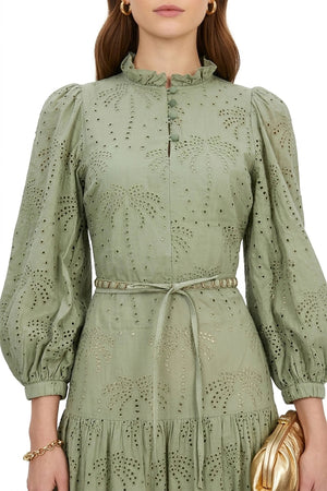 Autumn Tropical Eyelet Vestido - Reina Diaz