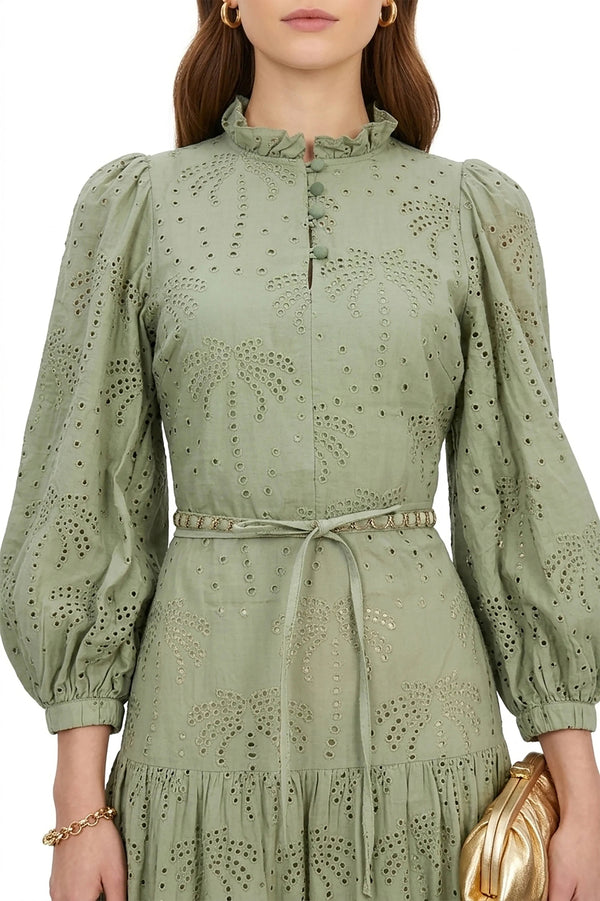 Autumn Tropical Eyelet Vestido - Reina Diaz