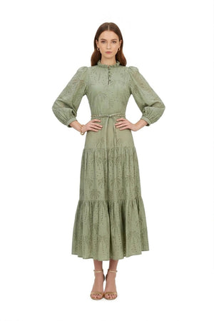 Autumn Tropical Eyelet Vestido - Reina Diaz