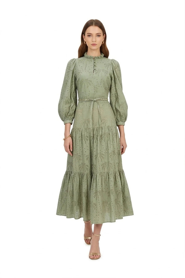 Autumn Tropical Eyelet Vestido - Reina Diaz