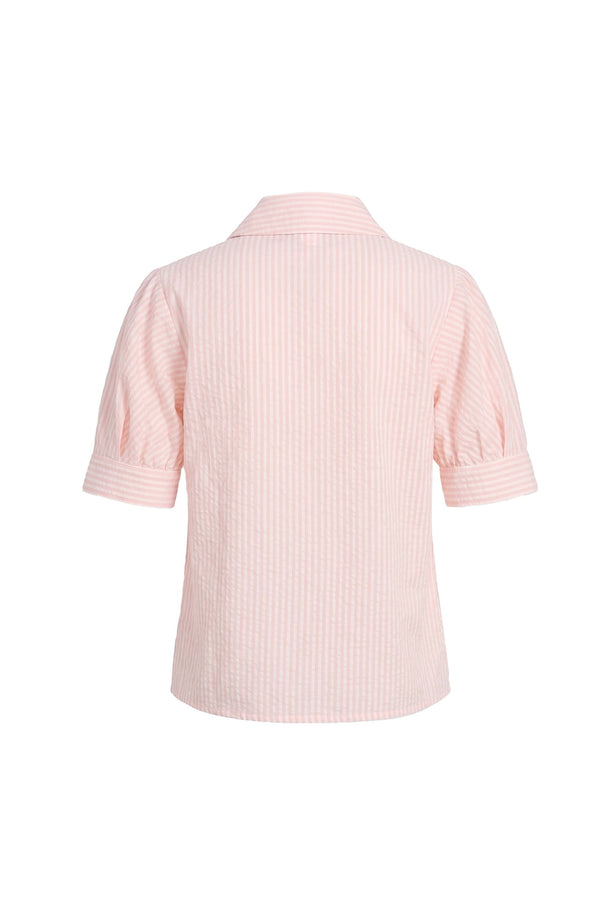Beatrice Asymmetric Striped Puff Sleeve Blusa 752967 ROS - Reina Diaz