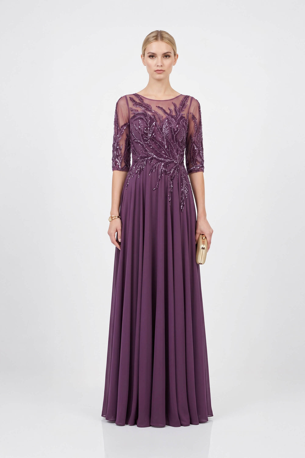 Beatrice Bateau 3/4-Sleeve Vestido Fiesta - Reina Diaz