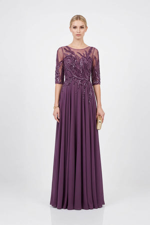 Beatrice Bateau 3/4-Sleeve Vestido Fiesta - Reina Diaz
