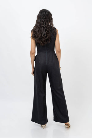 Beatrice Pinstripe Cascade Jumpsuit 560476 CHA - Reina Diaz