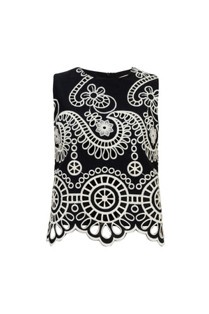 Beatrice Sleeveless Eyelet Top - Reina Diaz