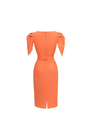 Beatriz Tulip Sleeve Belted Sheath Vestido - Reina Diaz