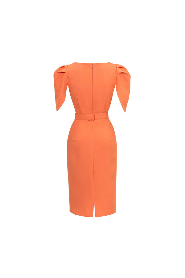 Beatriz Tulip Sleeve Belted Sheath Vestido - Reina Diaz