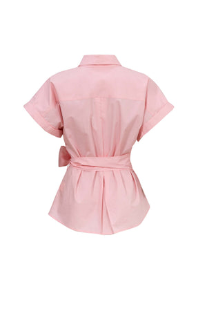 Begonia Knot - Detail Asymmetric Short - Sleeve Shirt - Reina Diaz