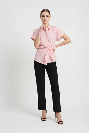 Begonia Knot - Detail Asymmetric Short - Sleeve Shirt - Reina Diaz