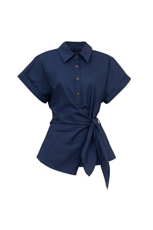 Begonia Knot - Detail Asymmetric Short - Sleeve Shirt - Reina Diaz