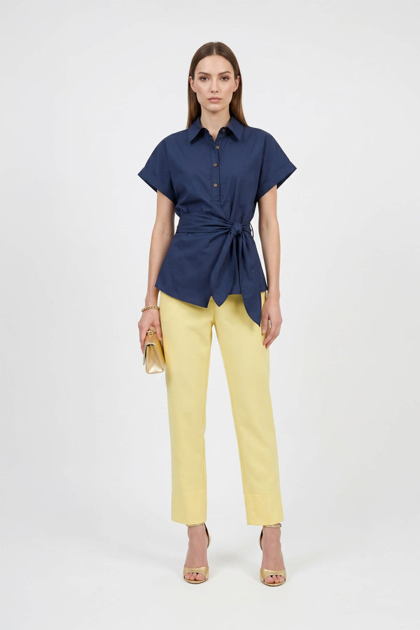 Begonia Knot - Detail Asymmetric Short - Sleeve Shirt - Reina Diaz