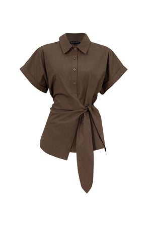 Begonia Knot - Detail Asymmetric Short - Sleeve Shirt - Reina Diaz