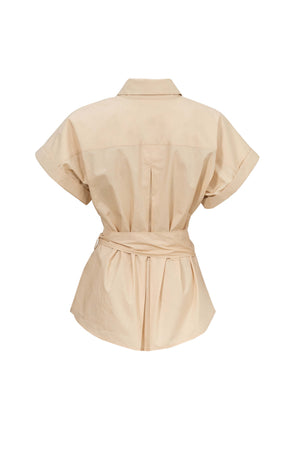 Begonia Knot - Detail Asymmetric Short - Sleeve Shirt - Reina Diaz