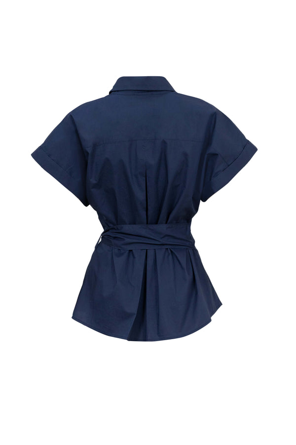 Begonia Knot - Detail Asymmetric Short - Sleeve Shirt - Reina Diaz