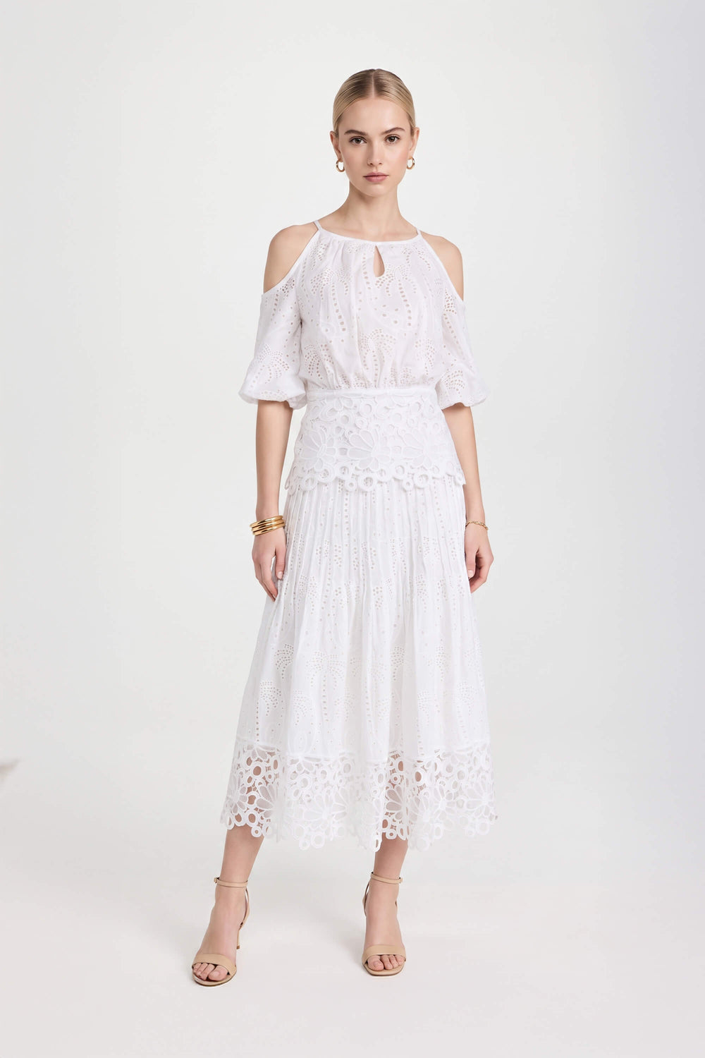 Berenice High-Waist Lace Midi Falda 740975 HUE - Reina Diaz