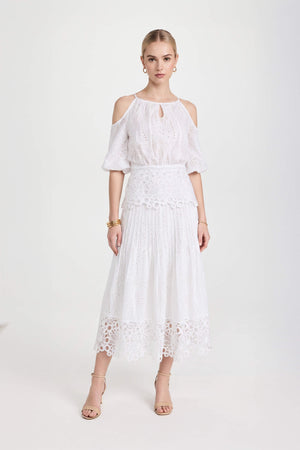 Berenice High-Waist Lace Midi Falda 740975 HUE - Reina Diaz