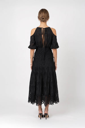 Berenice High-Waist Lace Midi Falda 740975 NEG - Reina Diaz