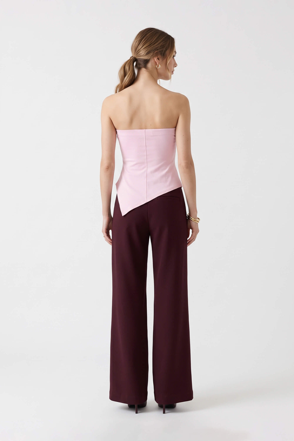 Berenice High-Waist Wide-Leg Burgundy Pantalón 532154 CHO - Reina Diaz