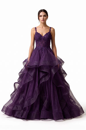 Berenice Ruffle Cascade Maxi Vestido 421461 CIR - Reina Diaz
