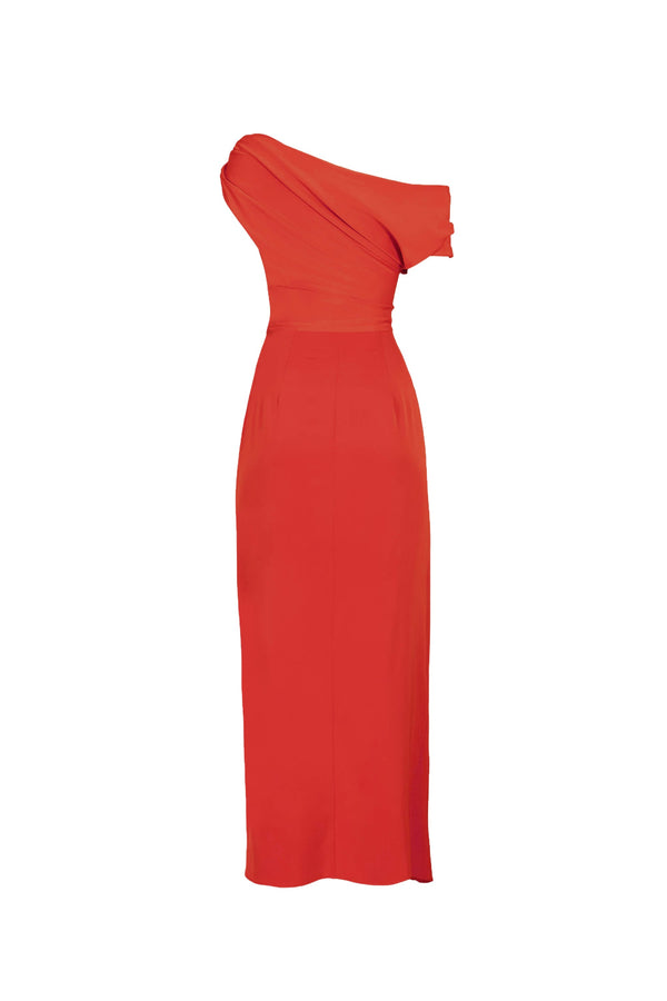 Bia One-Shoulder Slit Vestido 526120 ROJ - Reina Diaz