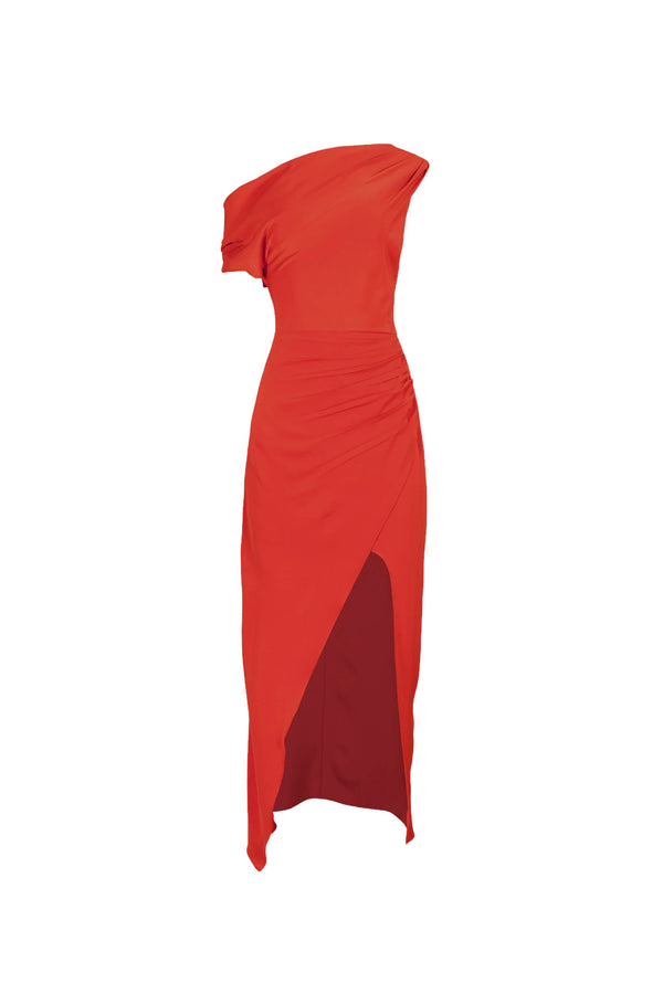 Bia One-Shoulder Slit Vestido 526120 ROJ - Reina Diaz