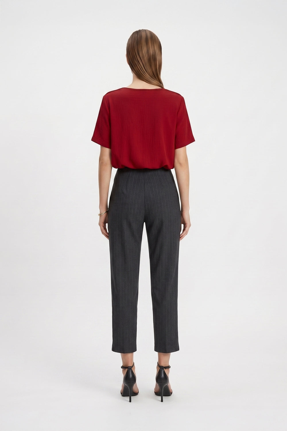 Bianca Shoulder-Button Short-Sleeve Blusa 554322 - Reina Diaz