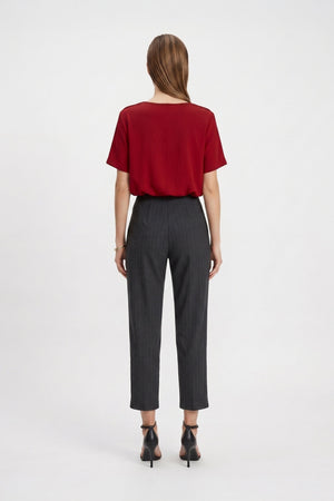 Bianca Shoulder-Button Short-Sleeve Blusa 554322 - Reina Diaz