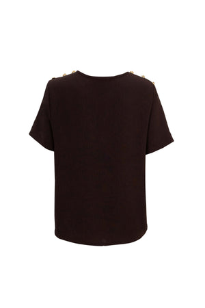 Bianca Shoulder-Button Short-Sleeve Blusa 554322 B - Reina Diaz
