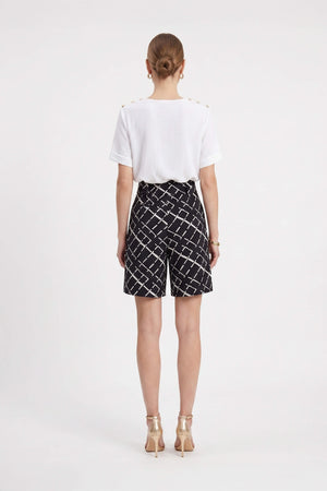 Bianca Shoulder-Button Short-Sleeve Blusa 554322 B - Reina Diaz