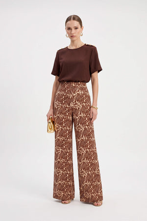 Bianca Shoulder-Button Short-Sleeve Blusa 554322 C - Reina Diaz