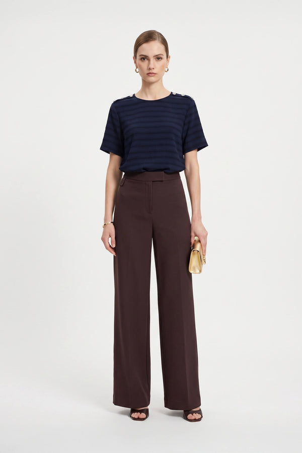 Bianca Shoulder-Button Short-Sleeve Blusa 554322 C - Reina Diaz